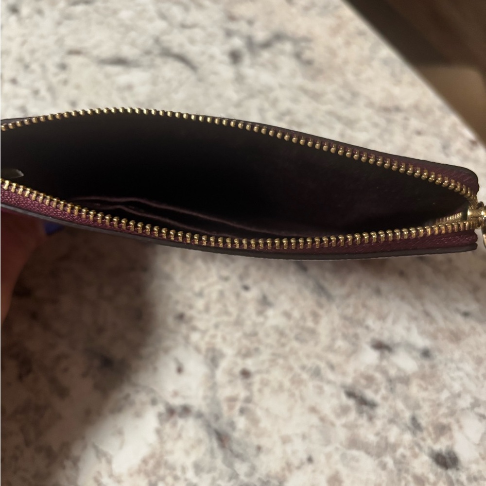 Coach Purple Wristlet with Gold Zipper